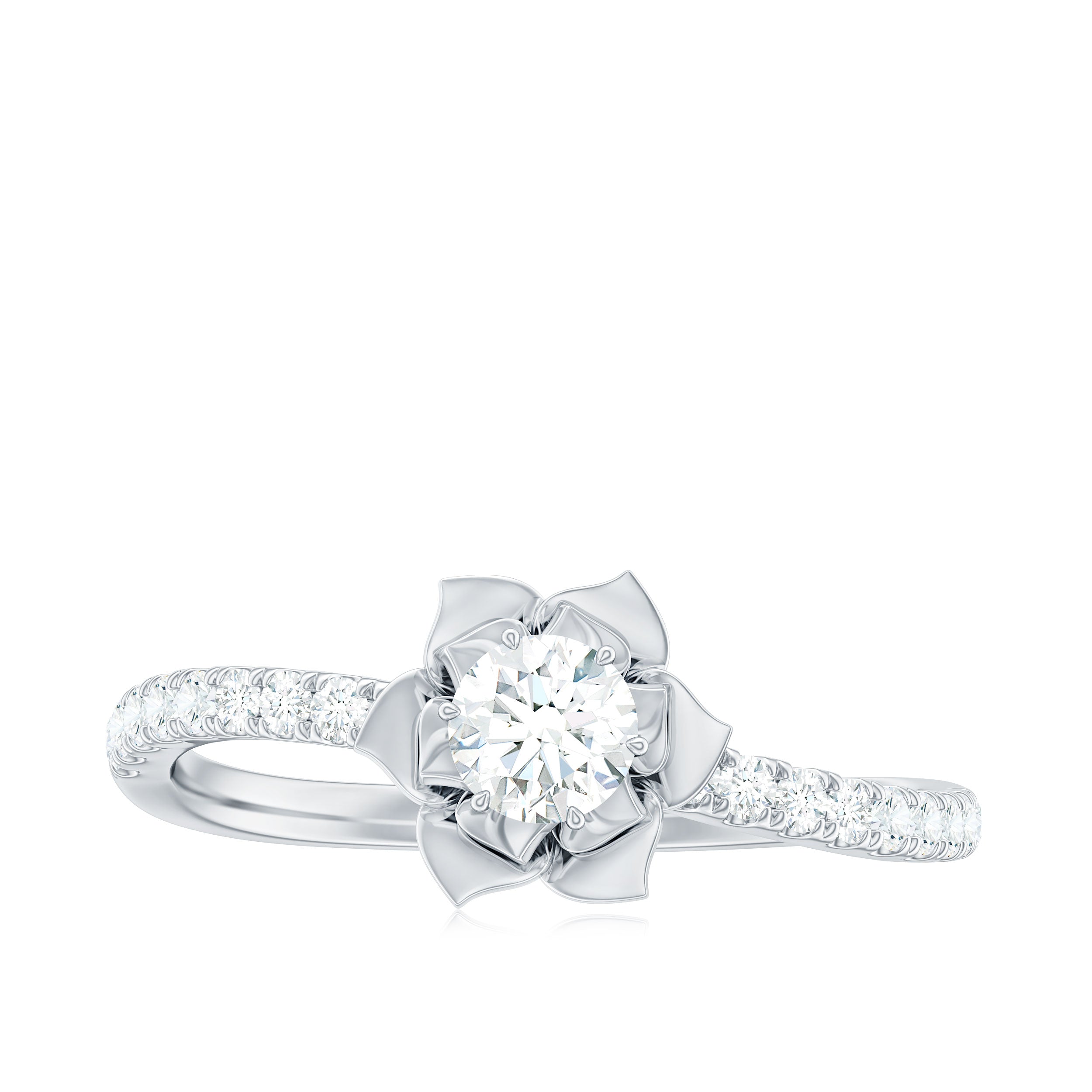 Nature Inspired Floral Engagement Ring with Lab Grown Diamond Lab Grown Diamond - ( EF-VS ) - Color and Clarity - Rosec Jewels