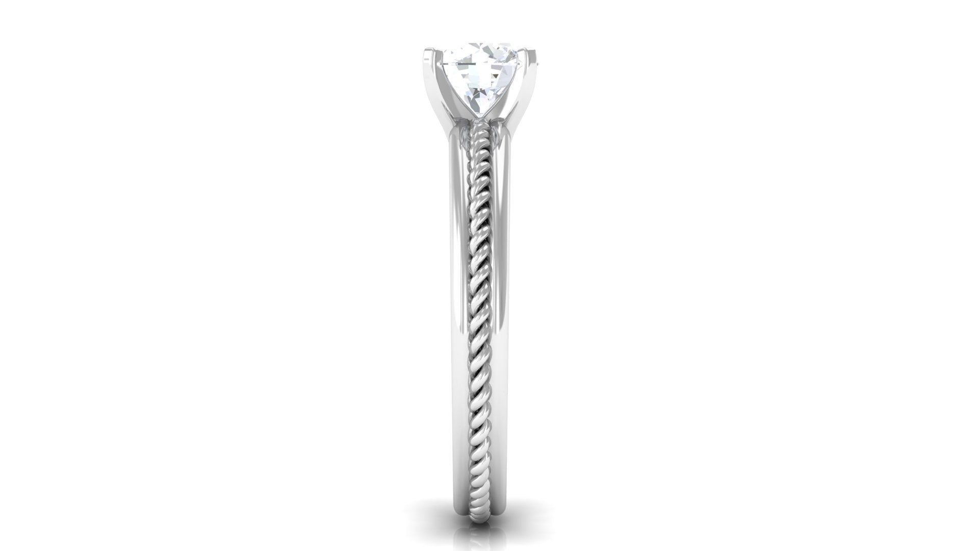 Round Lab Grown Diamond Solitaire Twisted Rope Ring Lab Grown Diamond - ( EF-VS ) - Color and Clarity - Rosec Jewels