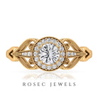 Vintage Inspired Engagement Ring with Lab Grown Diamond Lab Grown Diamond - ( EF-VS ) - Color and Clarity - Rosec Jewels