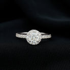Halo Engagement Ring with Round Certified Moissanite Moissanite - ( D-VS1 ) - Color and Clarity - Rosec Jewels