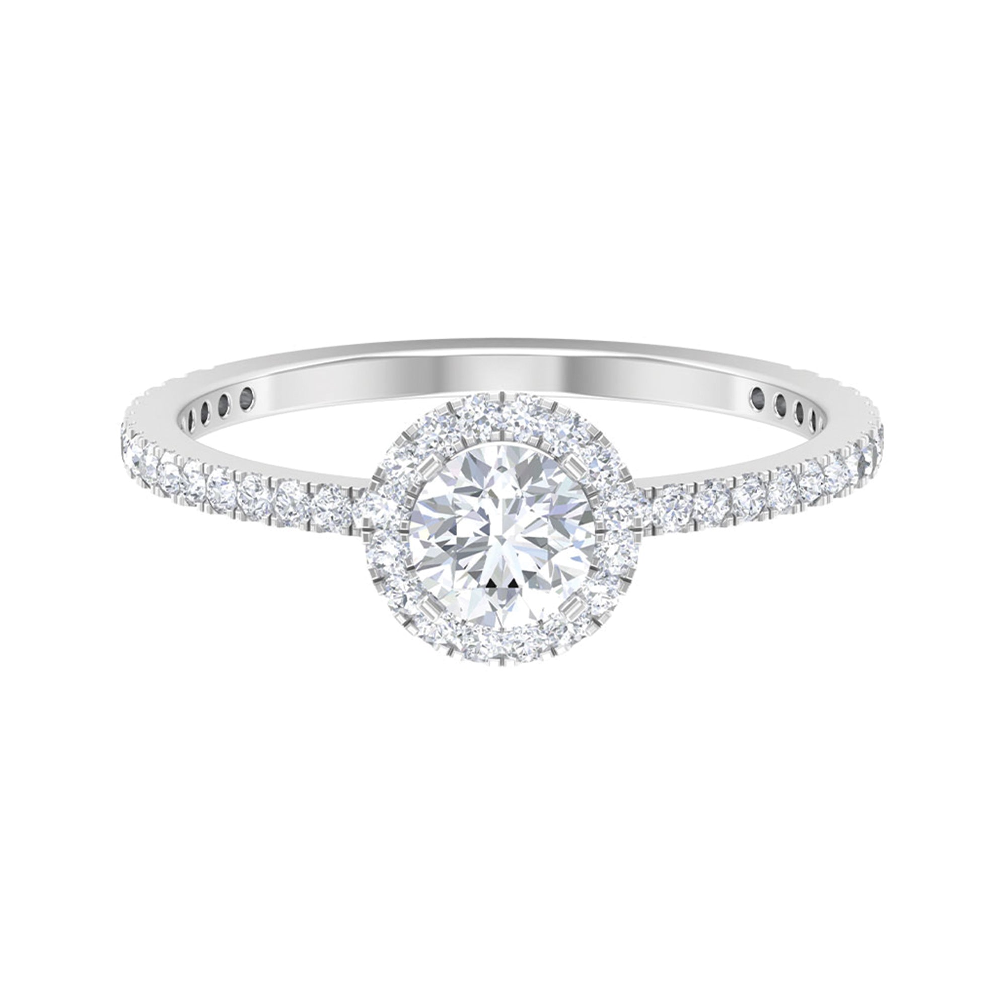 1.25 CT Moissanite Classic Halo Engagement Ring in Gold Moissanite - ( D-VS1 ) - Color and Clarity - Rosec Jewels