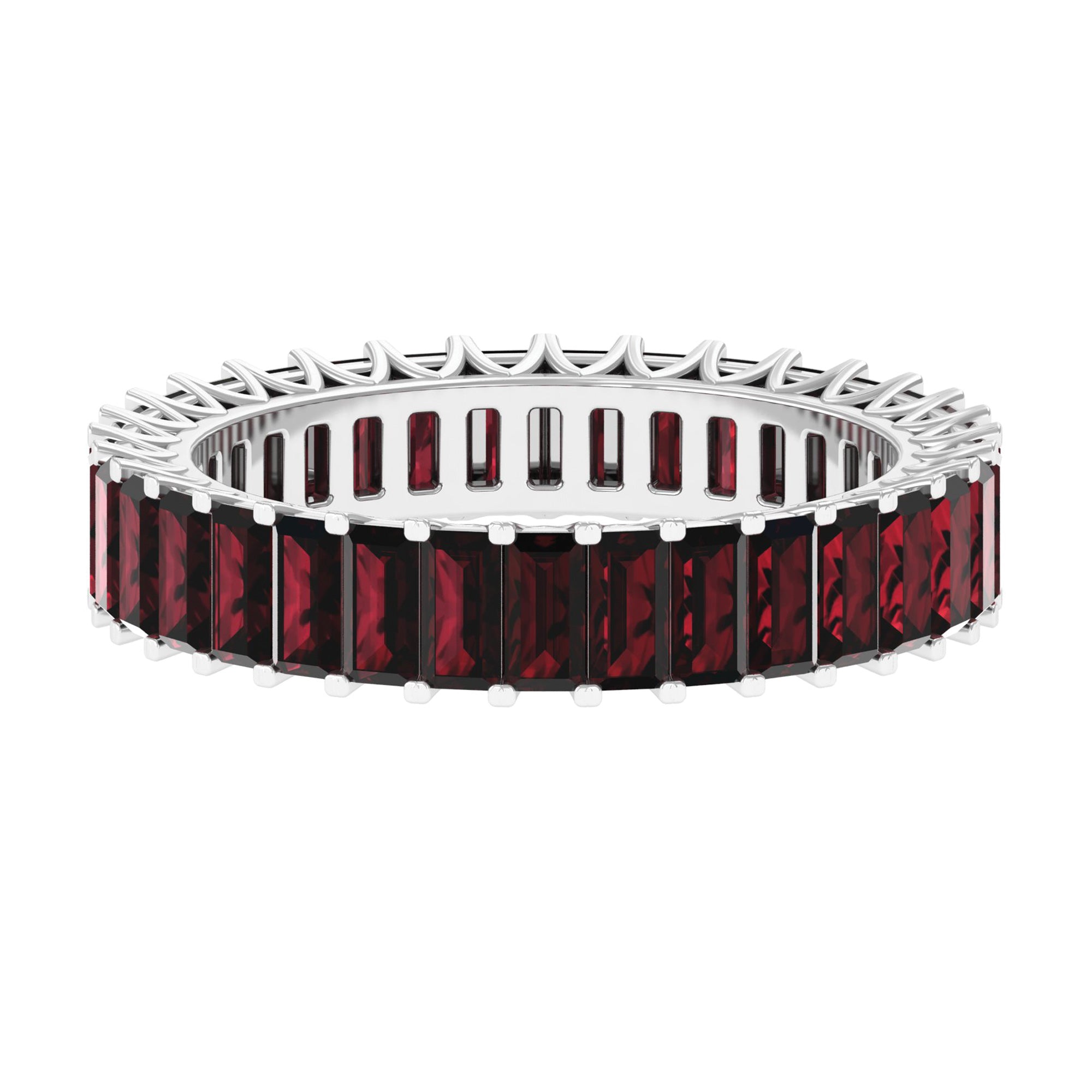 7 CTW Baguette Cut Garnet Eternity Ring in Shared Prong Setting Garnet - ( AAA ) - Quality - Rosec Jewels