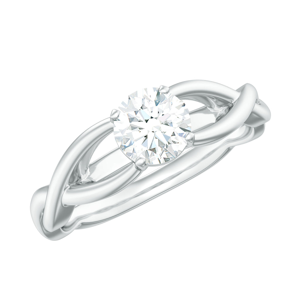 Certified Zircon Solitaire Ring with Crossover Shank