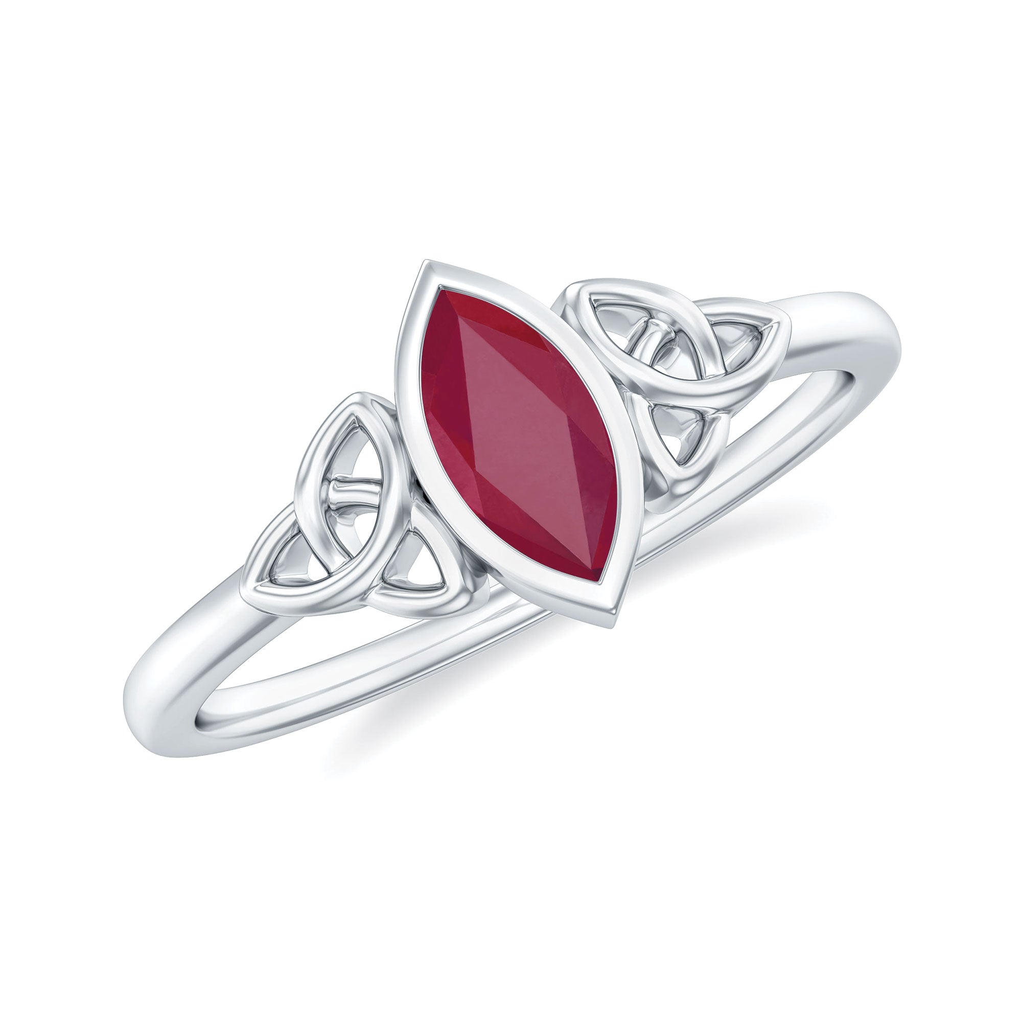 0.75 CT Marquise Cut Ruby Solitaire Celtic Knot Ring Ruby - ( AAA ) - Quality - Rosec Jewels