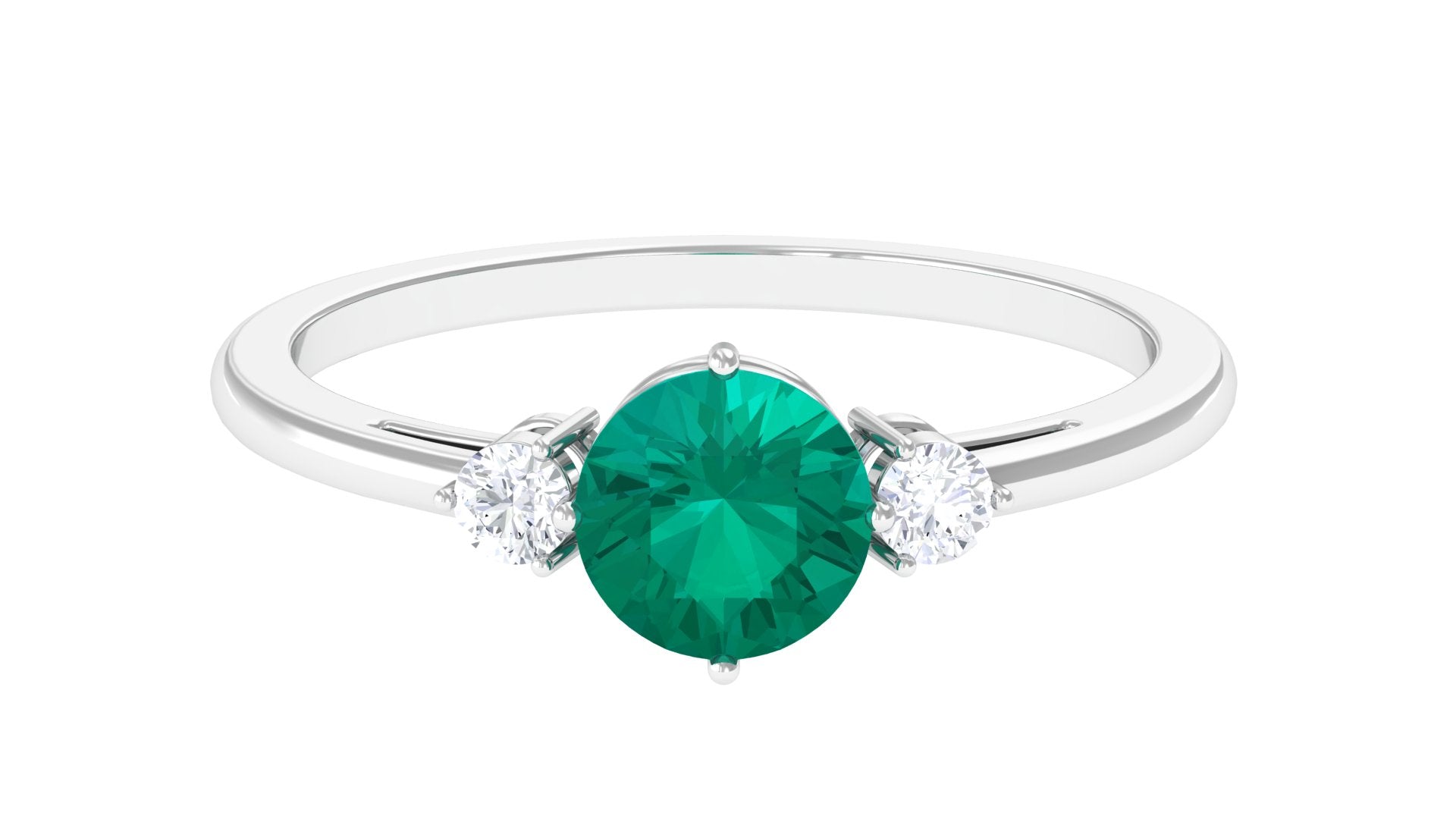 Emerald and Diamond Minimal Promise Ring Emerald - ( AAA ) - Quality - Rosec Jewels