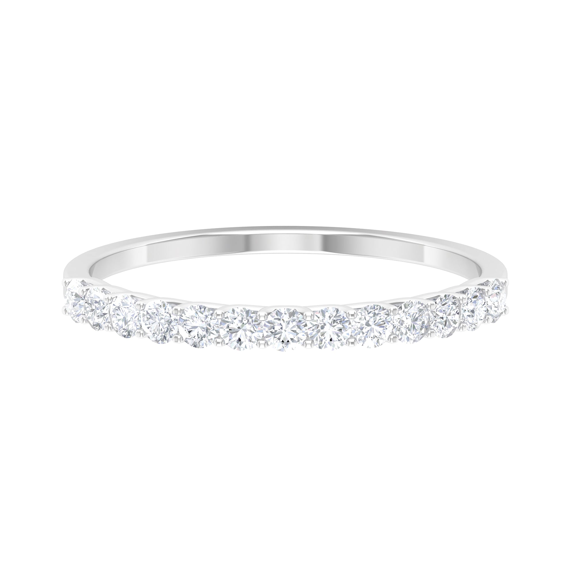 Moissanite Simple Half Eternity Ring in Shared Prong Setting Moissanite - ( D-VS1 ) - Color and Clarity - Rosec Jewels