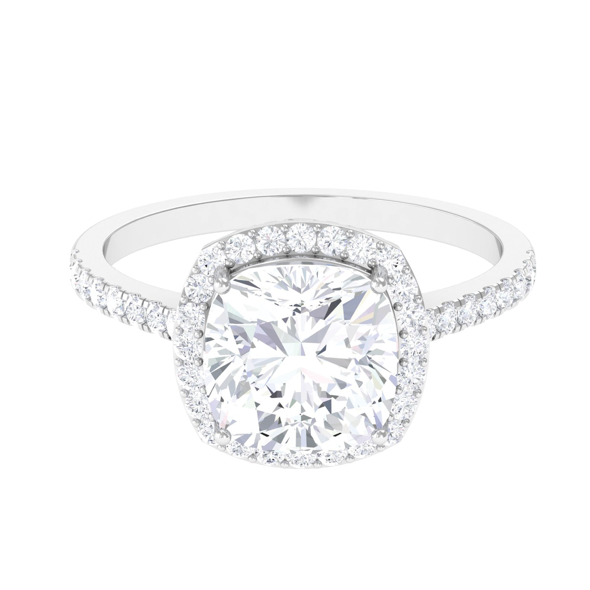 3.75 CT Vintage Moissanite Crown Engagement Ring with Halo Moissanite - ( D-VS1 ) - Color and Clarity - Rosec Jewels