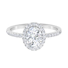 Oval Certified Moissanite Classic Halo Engagement Ring Moissanite - ( D-VS1 ) - Color and Clarity - Rosec Jewels