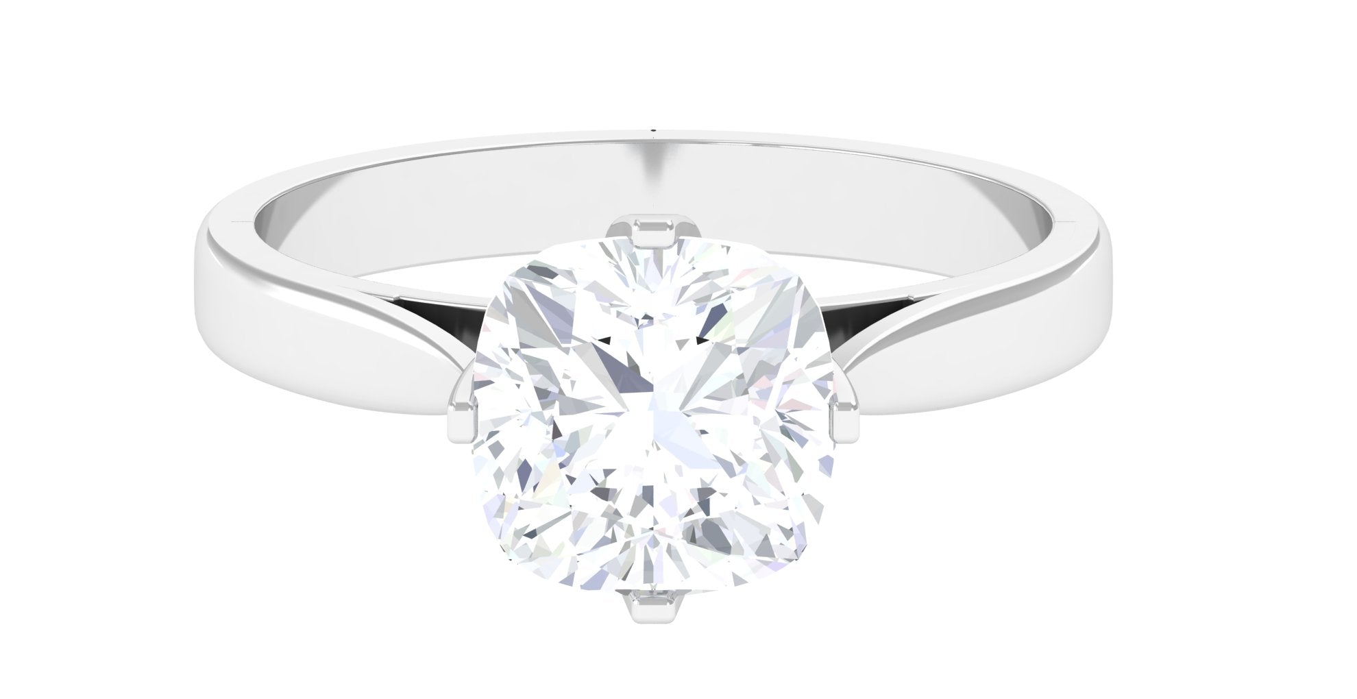 Cushion Cut Moissanite Solitaire Ring in Two Tone Gold Moissanite - ( D-VS1 ) - Color and Clarity - Rosec Jewels