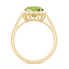 Round Peridot Simple Halo Engagement Ring with Diamond Peridot - ( AAA ) - Quality - Rosec Jewels