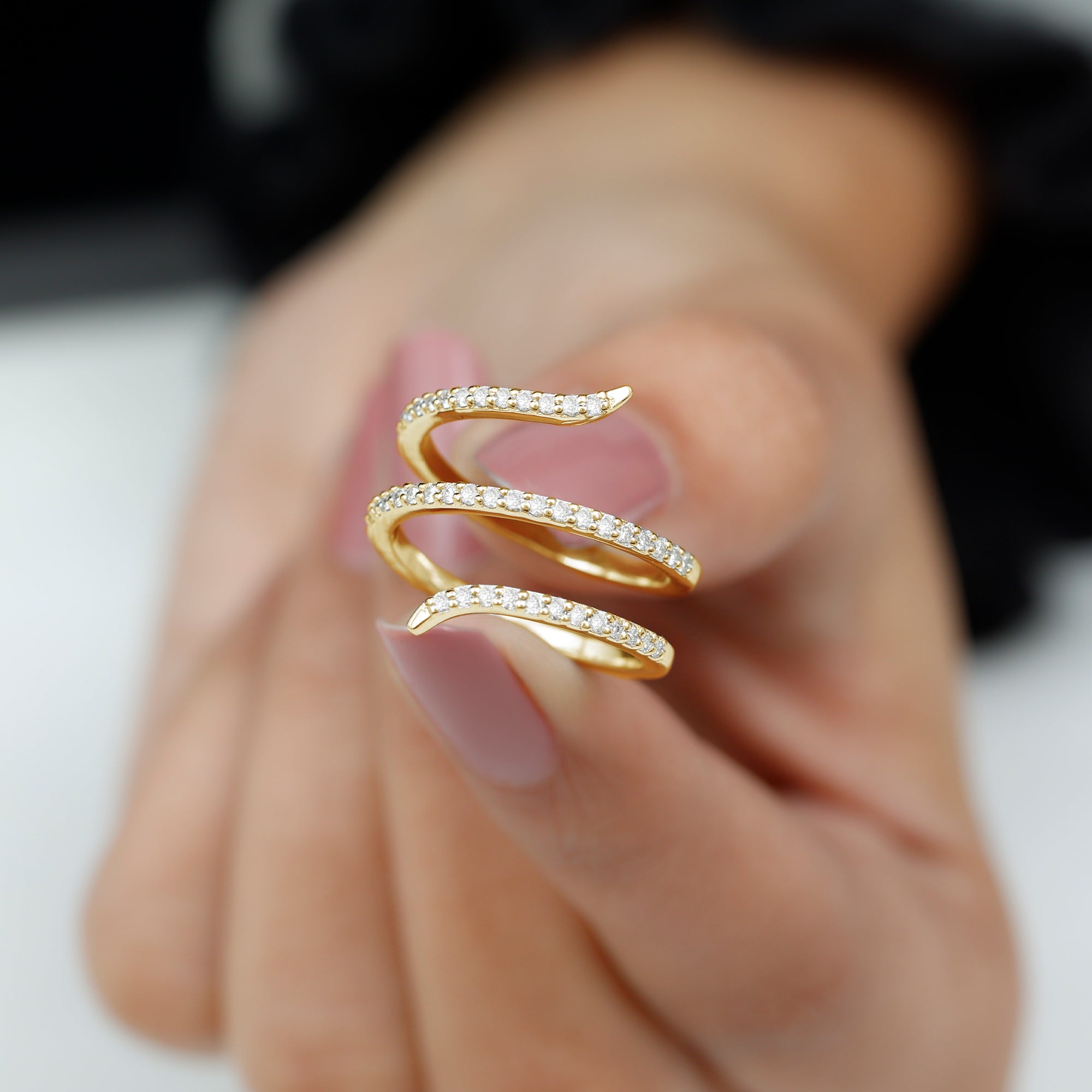 Minimal Diamond Wrap Ring Diamond - ( HI-SI ) - Color and Clarity - Rosec Jewels