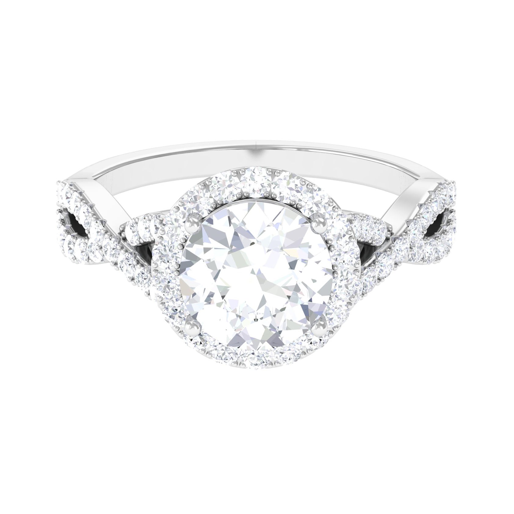 3 CT Crossover Moissanite Classic Halo Engagement Ring Moissanite - ( D-VS1 ) - Color and Clarity - Rosec Jewels