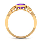2 CT Vintage Inspired Cushion Cut Amethyst Solitaire Ring Amethyst - ( AAA ) - Quality - Rosec Jewels