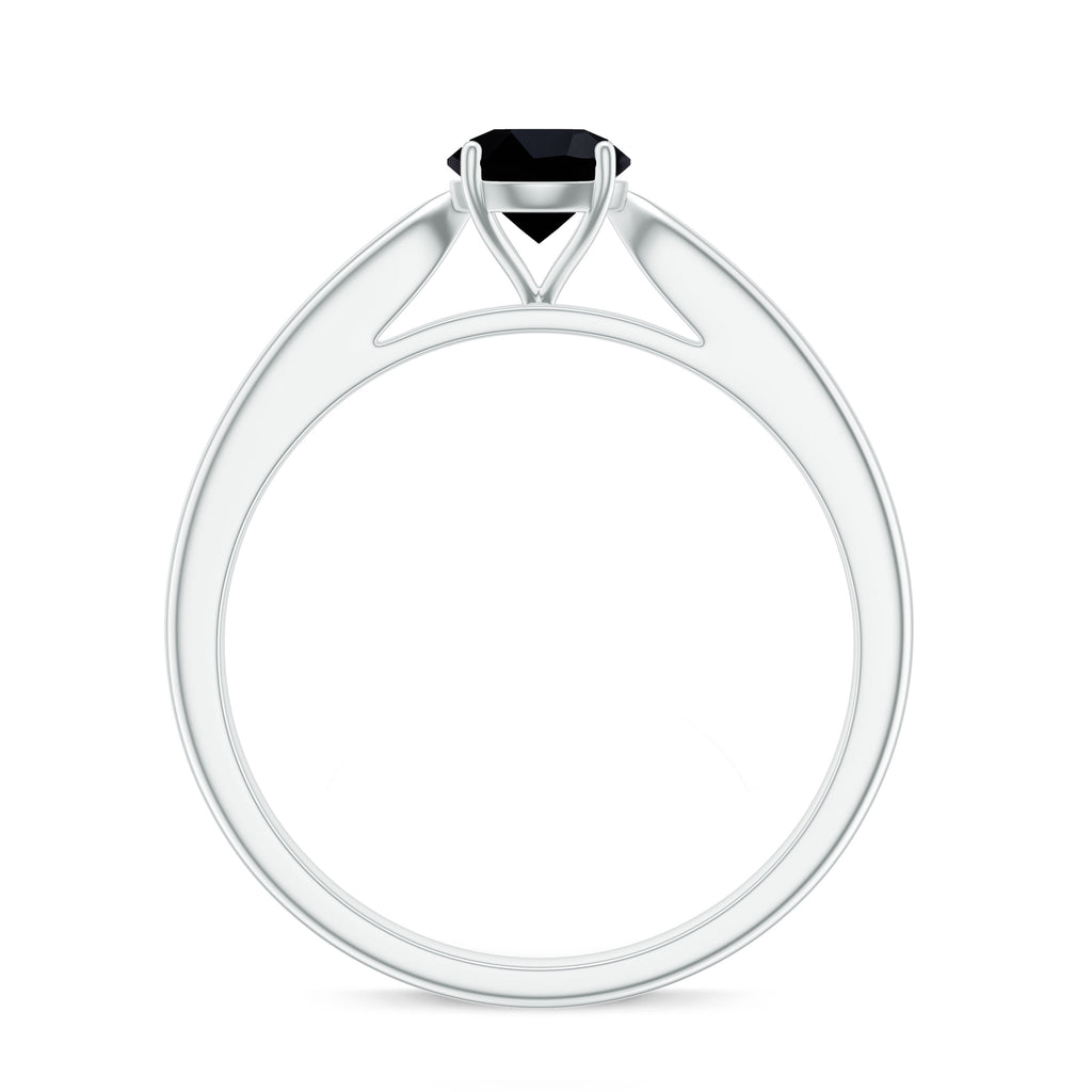 1/2 CT Cathedral Solitaire Ring with Black Diamond Black Diamond - ( AAA ) - Quality - Rosec Jewels