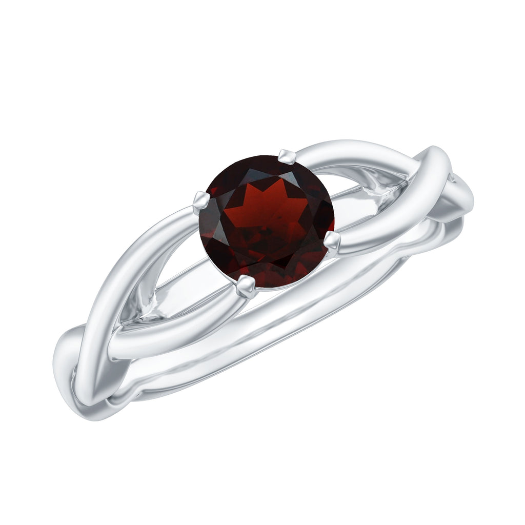 Garnet Solitaire Crossover Promise Ring