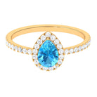 1.25 CT Swiss Blue Topaz Engagement Ring with Diamond Halo Swiss Blue Topaz - ( AAA ) - Quality - Rosec Jewels