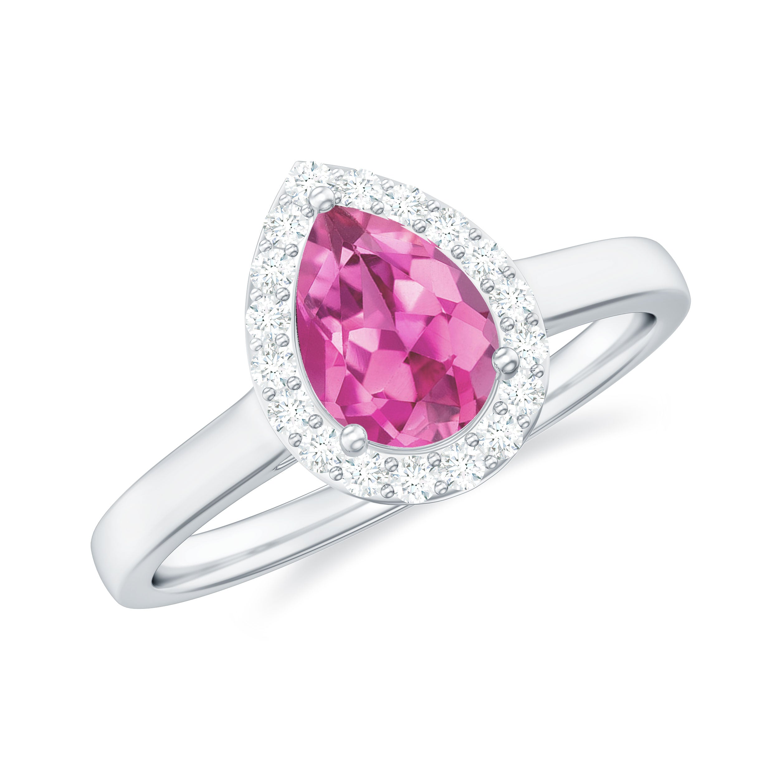 0.75 CT Pear Cut Pink Tourmaline Ring with Diamond Pink Tourmaline - ( AAA ) - Quality - Rosec Jewels
