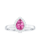 0.75 CT Pear Cut Pink Tourmaline Ring with Diamond Pink Tourmaline - ( AAA ) - Quality - Rosec Jewels