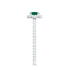 0.75 CT Emerald Solitaire Ring with Diamond Halo Emerald - ( AAA ) - Quality - Rosec Jewels