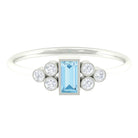 Baguette Aquamarine Solitaire Promise Ring with Diamond Aquamarine - ( AAA ) - Quality - Rosec Jewels