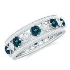 1.75 CT Vintage London Blue Topaz and Diamond Wedding Band London Blue Topaz - ( AAA ) - Quality - Rosec Jewels