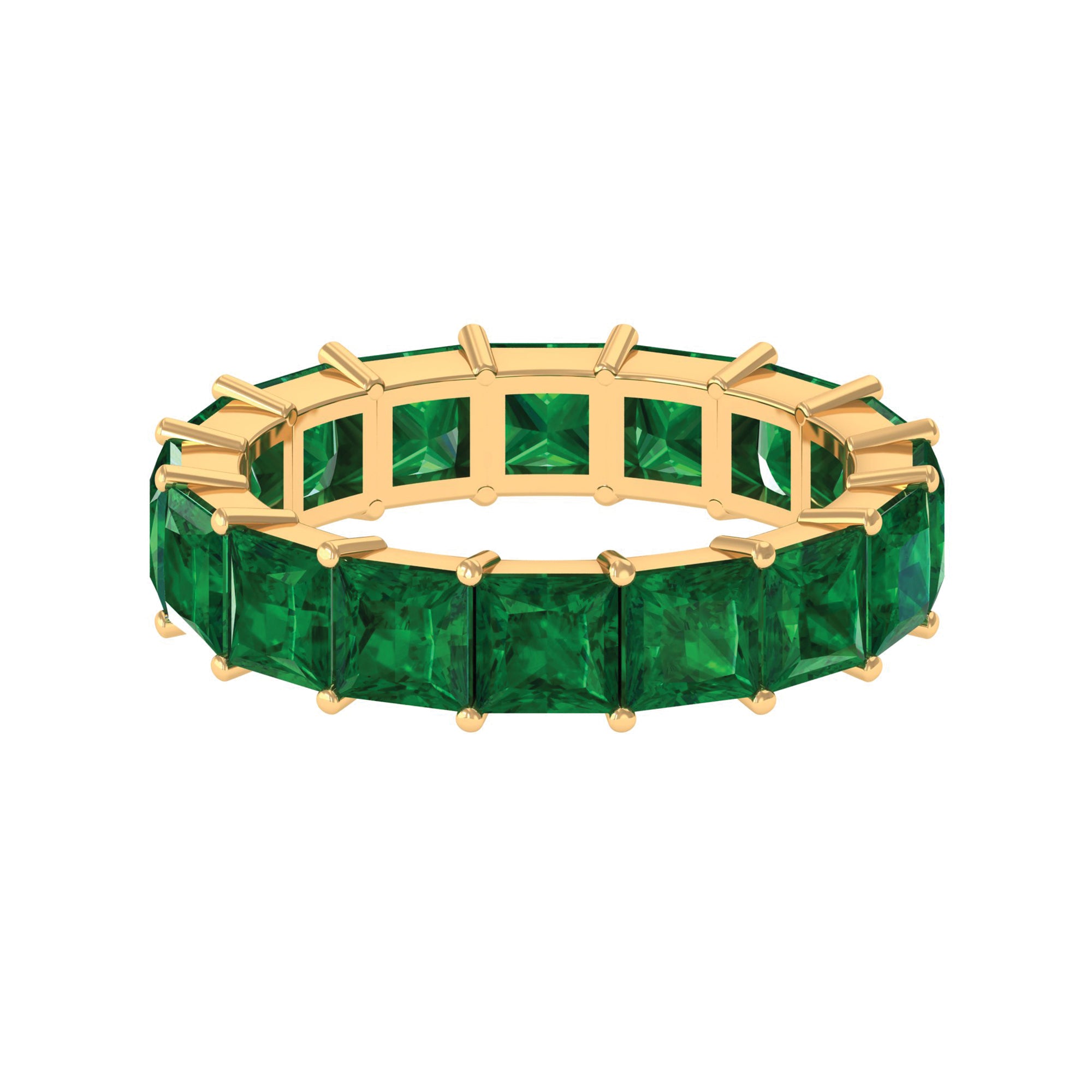Princess Cut Lab Grown Emerald Full Eternity Band Ring Lab Created Emerald - ( AAAA ) - Quality - Rosec Jewels