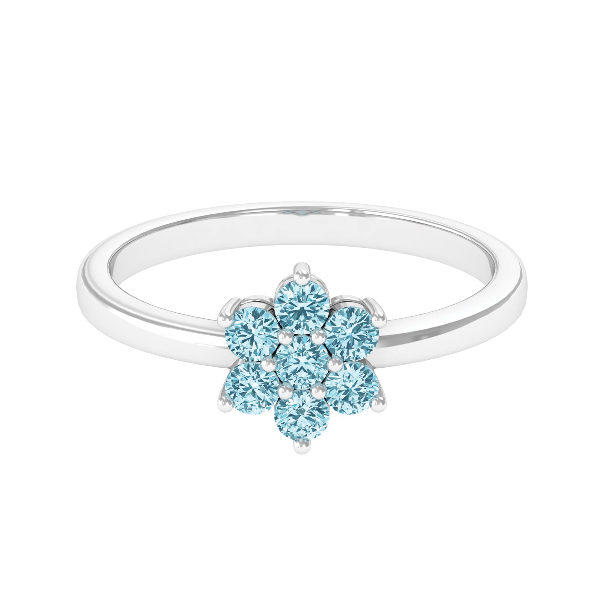 1.75 CT Aquamarine Flower Anniversary Ring in Gold Aquamarine - ( AAA ) - Quality - Rosec Jewels
