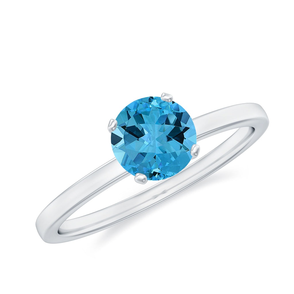 0.75 CT Swiss Blue Topaz Solitaire Promise Ring Swiss Blue Topaz - ( AAA ) - Quality - Rosec Jewels