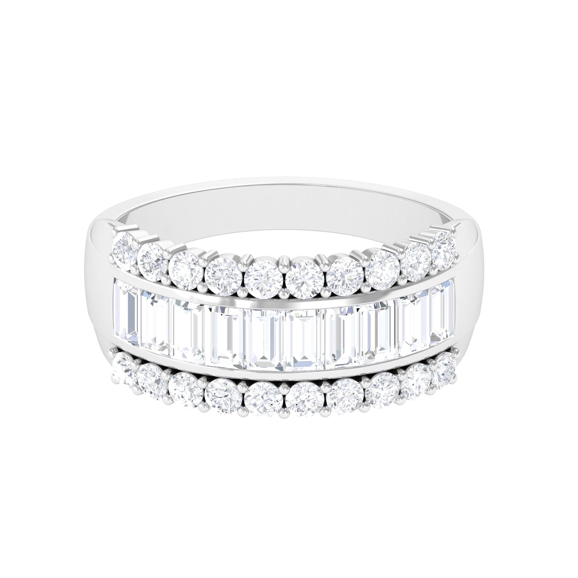 Certified Moissanite Wedding Band Ring Moissanite - ( D-VS1 ) - Color and Clarity - Rosec Jewels