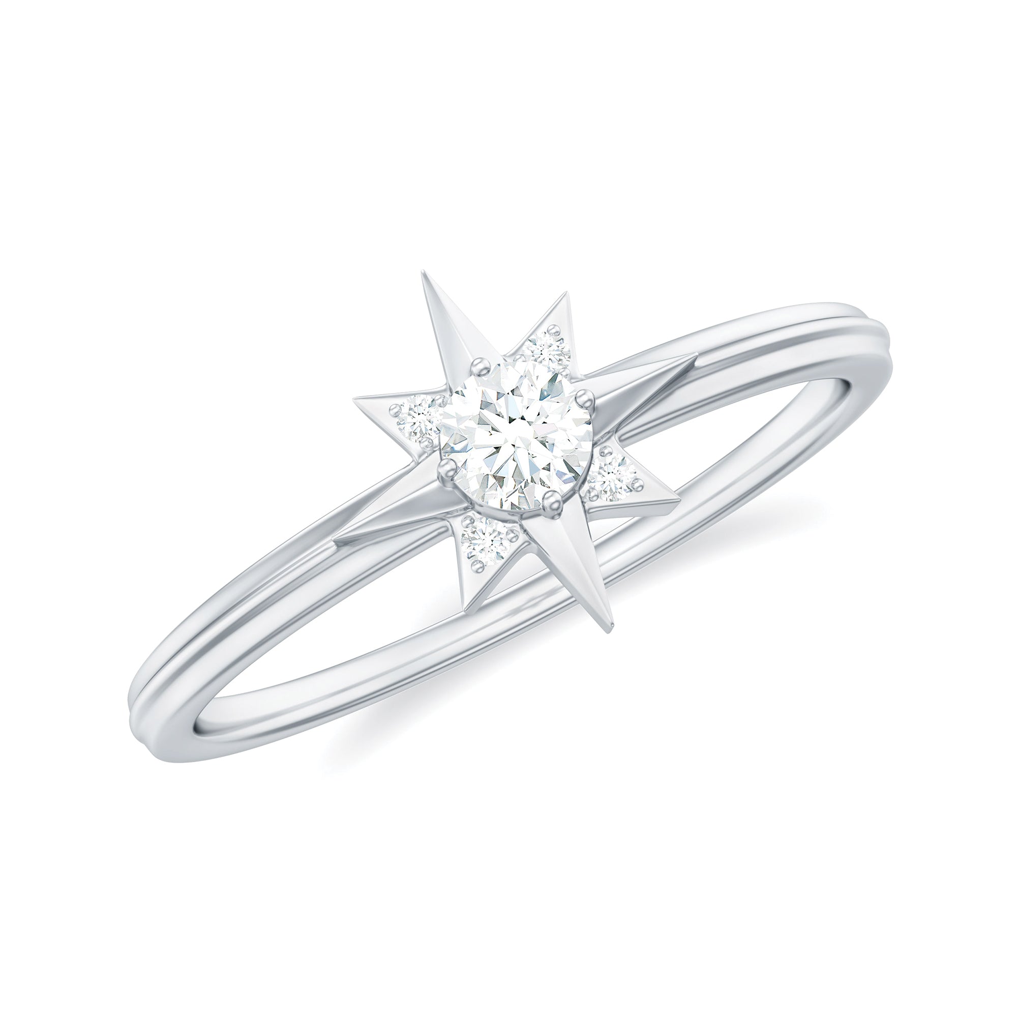 Real Diamond Sunburst Promise Ring in Gold Diamond - ( HI-SI ) - Color and Clarity - Rosec Jewels