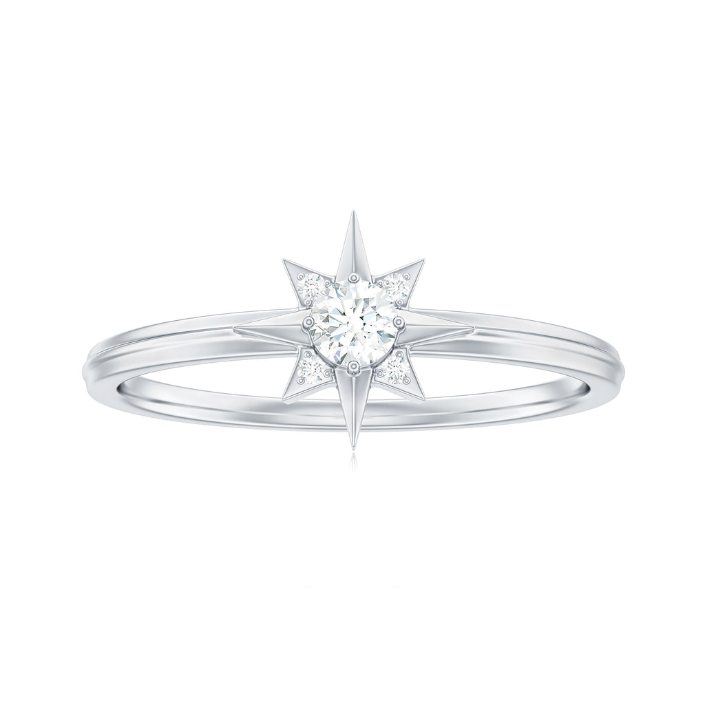 Real Diamond Sunburst Promise Ring in Gold Diamond - ( HI-SI ) - Color and Clarity - Rosec Jewels