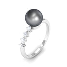 Designer Tahitian Pearl Solitaire Engagement Ring with Diamond Tahitian pearl - ( AAA ) - Quality - Rosec Jewels