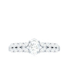 Oval Moissanite Engagement Ring with Marquise Side Stones Moissanite - ( D-VS1 ) - Color and Clarity - Rosec Jewels