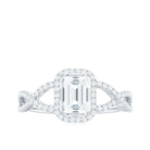 Emerald Cut Moissanite Crossover Engagement Ring in Gold Moissanite - ( D-VS1 ) - Color and Clarity - Rosec Jewels