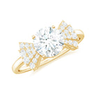 Round Shape Moissanite Solitaire Designer Engagement Ring in Gold Moissanite - ( D-VS1 ) - Color and Clarity - Rosec Jewels