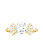 Round Shape Moissanite Solitaire Designer Engagement Ring in Gold Moissanite - ( D-VS1 ) - Color and Clarity - Rosec Jewels