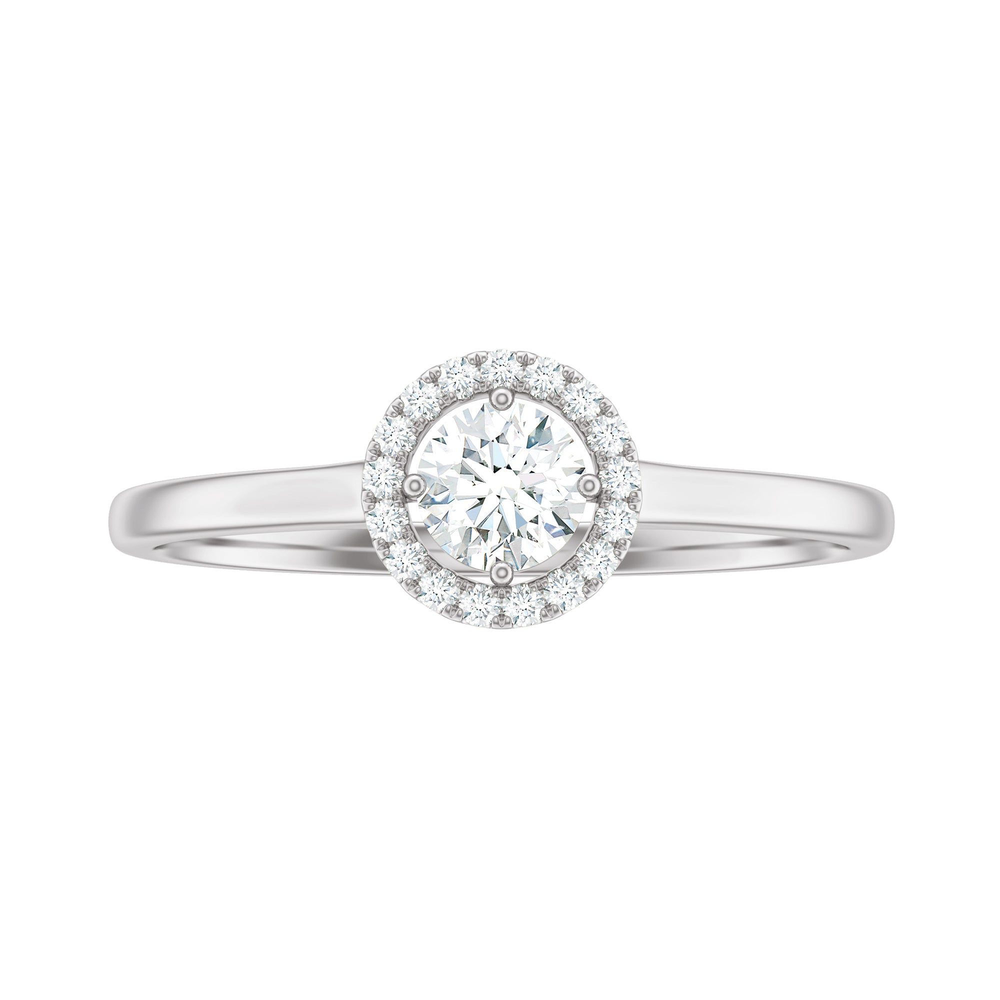 Dainty Solitaire Diamond Floating Halo Ring Diamond - ( HI-SI ) - Color and Clarity - Rosec Jewels