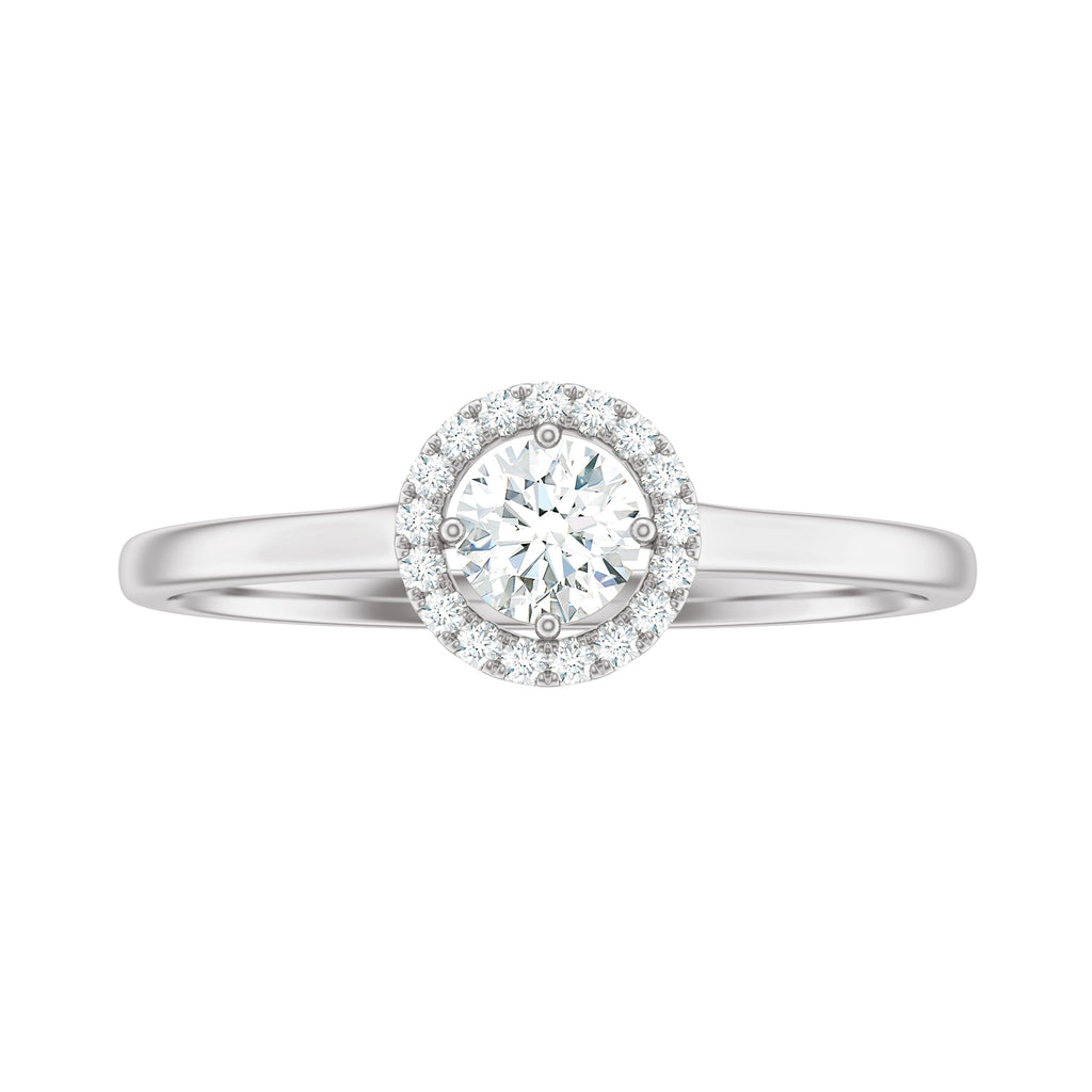 Dainty Solitaire Diamond Floating Halo Ring Diamond - ( HI-SI ) - Color and Clarity - Rosec Jewels UK