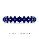Prong Set Lab-Created Blue Sapphire Full Eternity Band Ring Lab Created Blue Sapphire - ( AAAA ) - Quality - Rosec Jewels