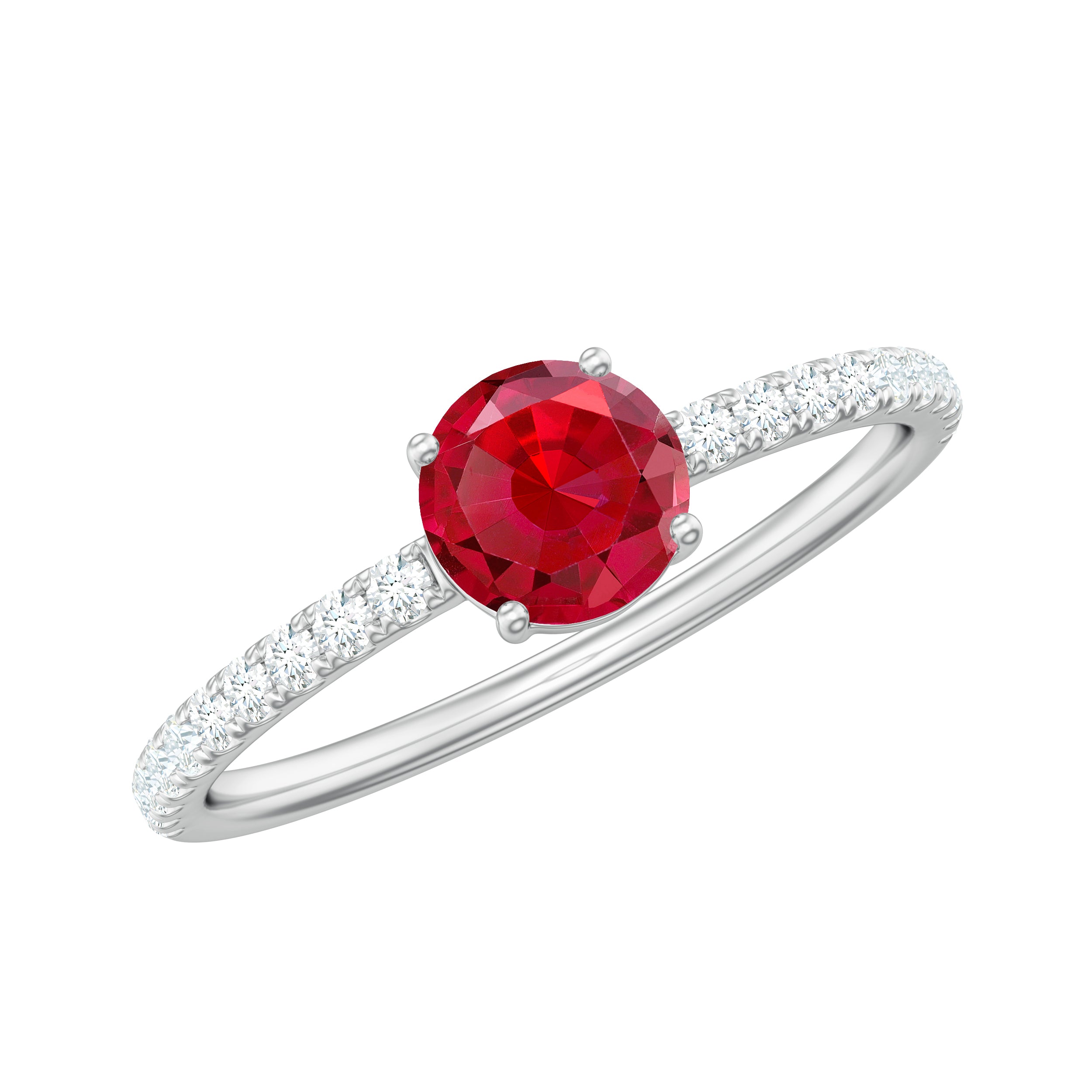 Diamond ring with ruby side stones store