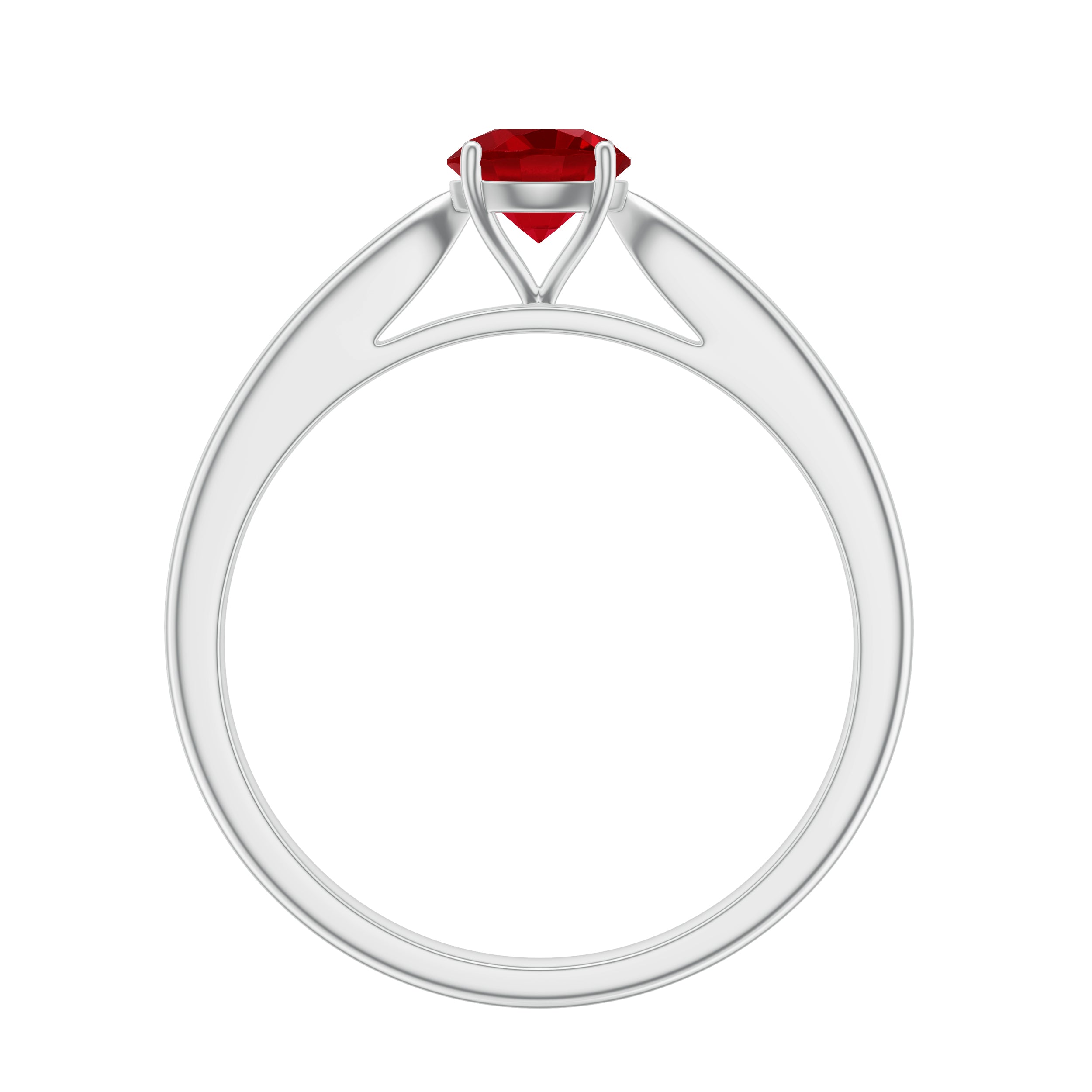 5 MM Round Created Ruby Solitaire Promise Ring Lab Created Ruby - ( AAAA ) - Quality - Rosec Jewels