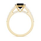 Lab-Created Black Diamond Statement Engagement Ring with Moissanite Lab Created Black Diamond - ( AAAA ) - Quality - Rosec Jewels