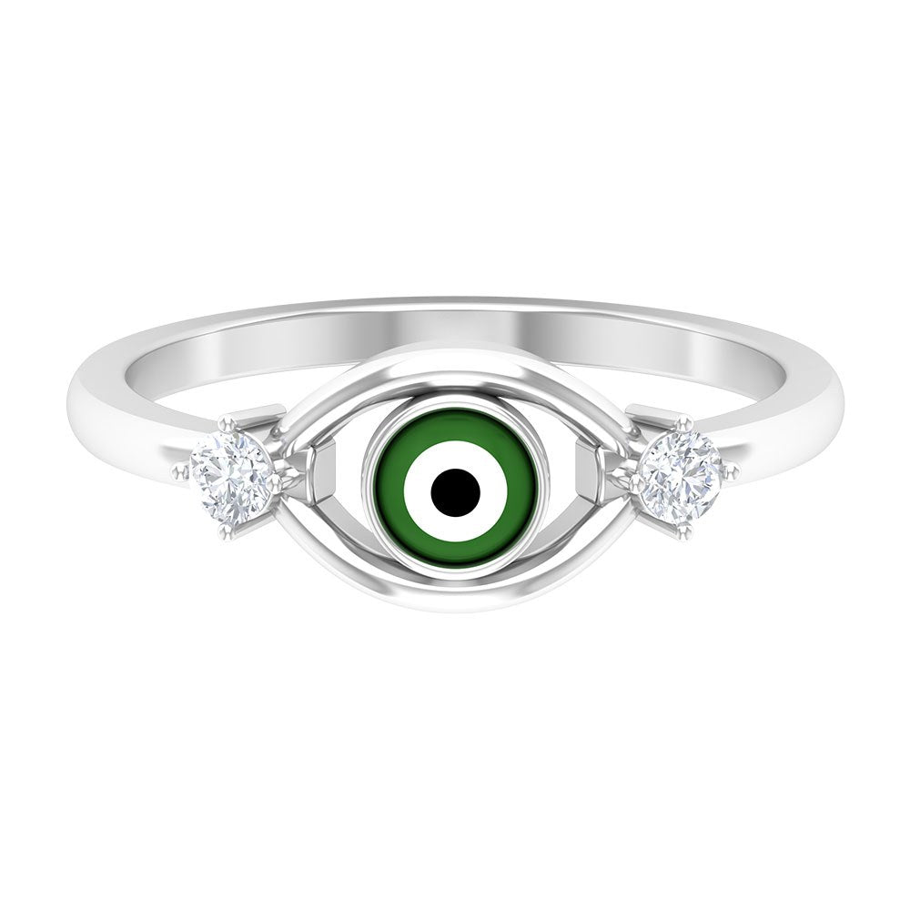 Simple Evil Eye Ring with Certified Moissanite