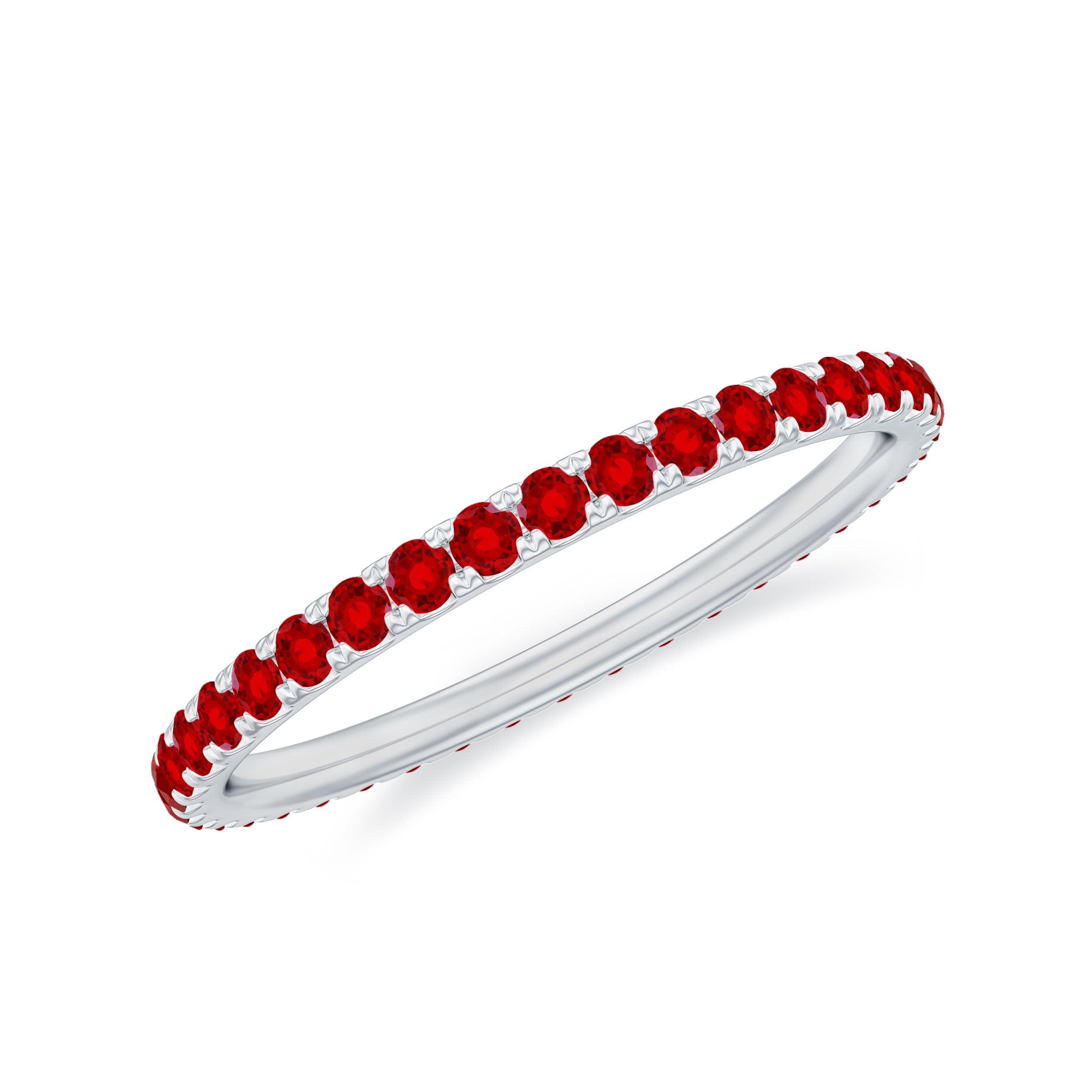 Thin Eternity Band Ring with Round Cut Lab-Created Ruby Lab Created Ruby - ( AAAA ) - Quality - Rosec Jewels