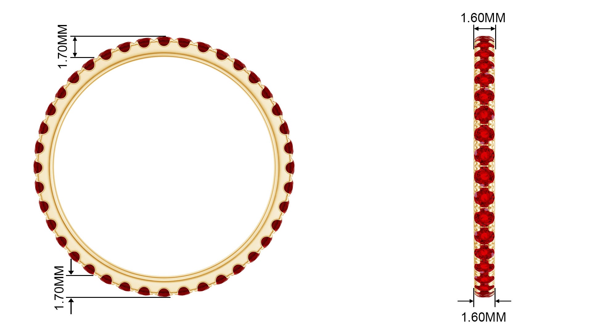 Thin Eternity Band Ring with Round Cut Lab-Created Ruby Lab Created Ruby - ( AAAA ) - Quality - Rosec Jewels