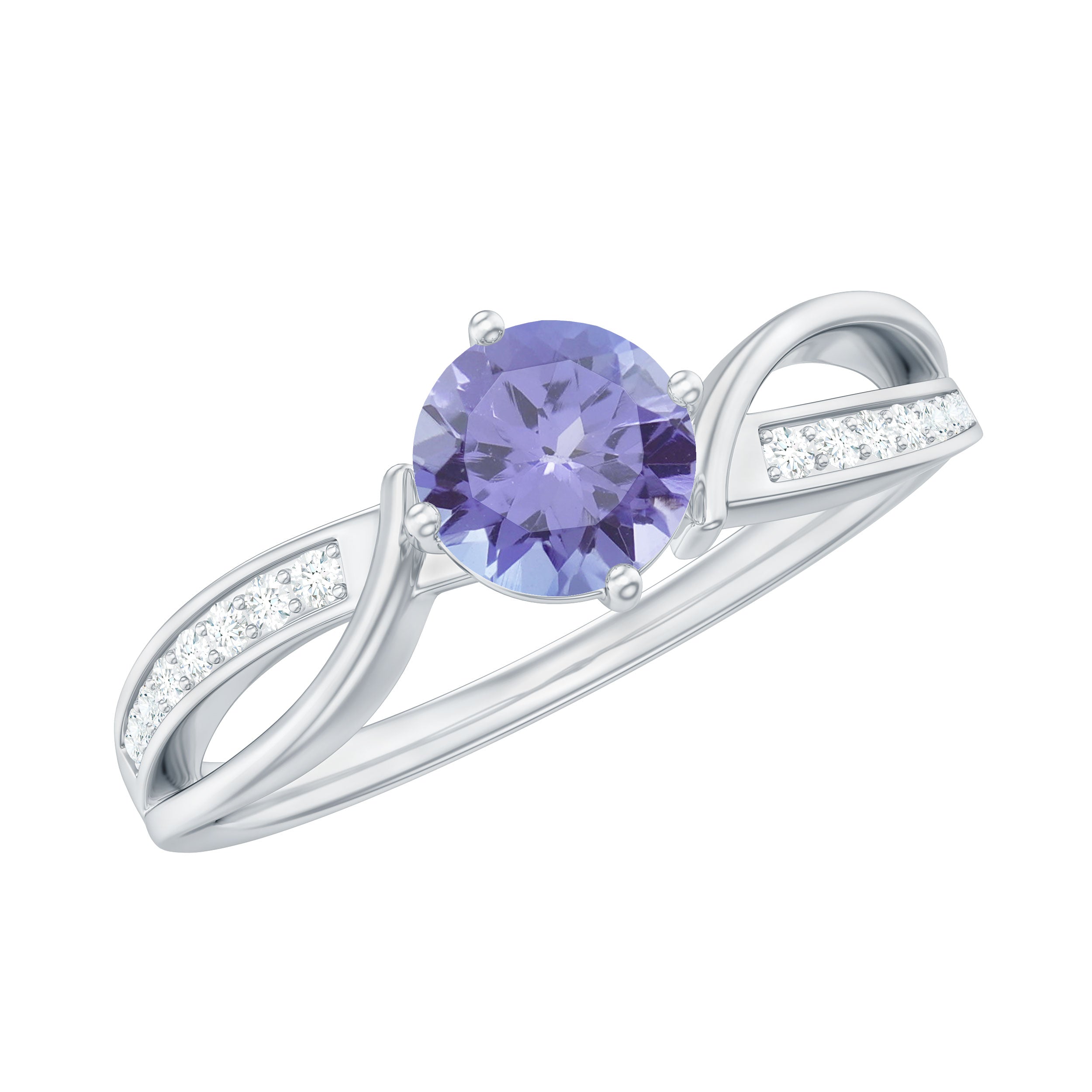 Tanzanite and Diamond Engagement Ring Tanzanite - ( AAA ) - Quality - Rosec Jewels