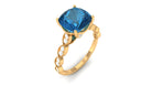 Cushion Cut London Blue Topaz Engagement Ring with Diamond London Blue Topaz - ( AAA ) - Quality - Rosec Jewels
