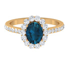 Oval Cut London Blue Topaz with Diamond Halo Ring London Blue Topaz - ( AAA ) - Quality - Rosec Jewels