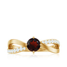0.50 CT Garnet Solitaire and Diamond Infinity Ring Garnet - ( AAA ) - Quality - Rosec Jewels