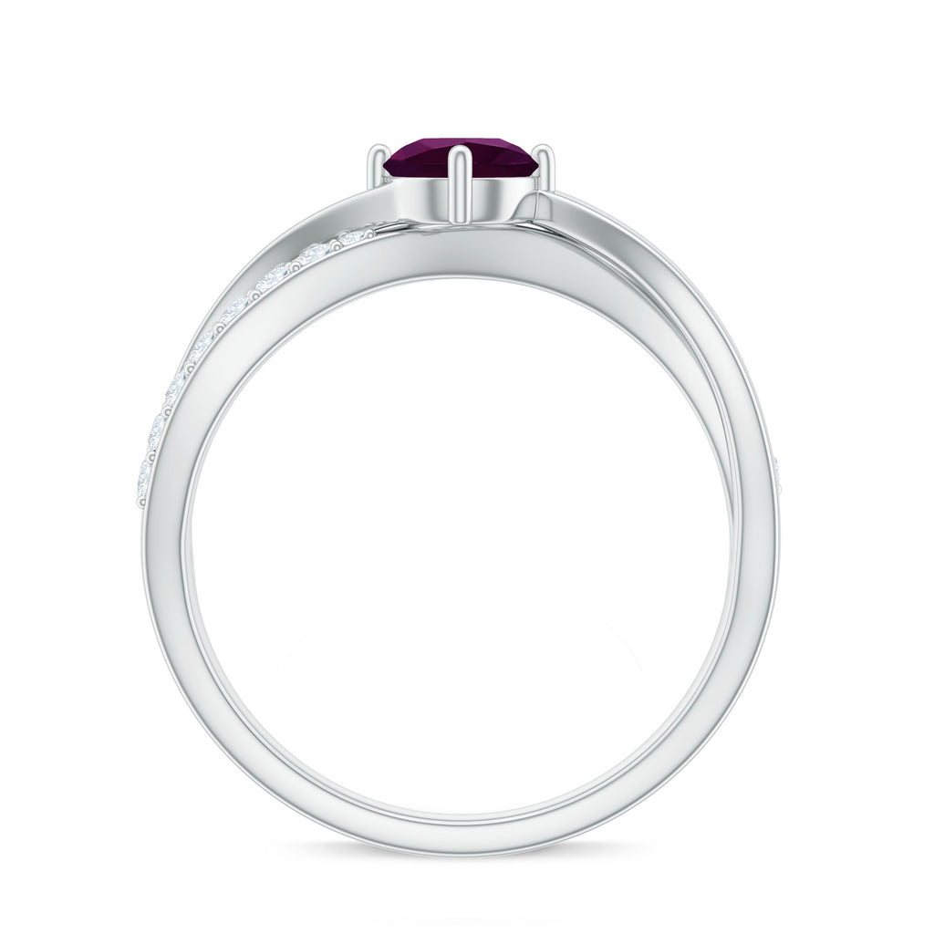 1/2 CT Rhodolite Solitaire and Diamond Infinity Ring Rhodolite - ( AAA ) - Quality - Rosec Jewels